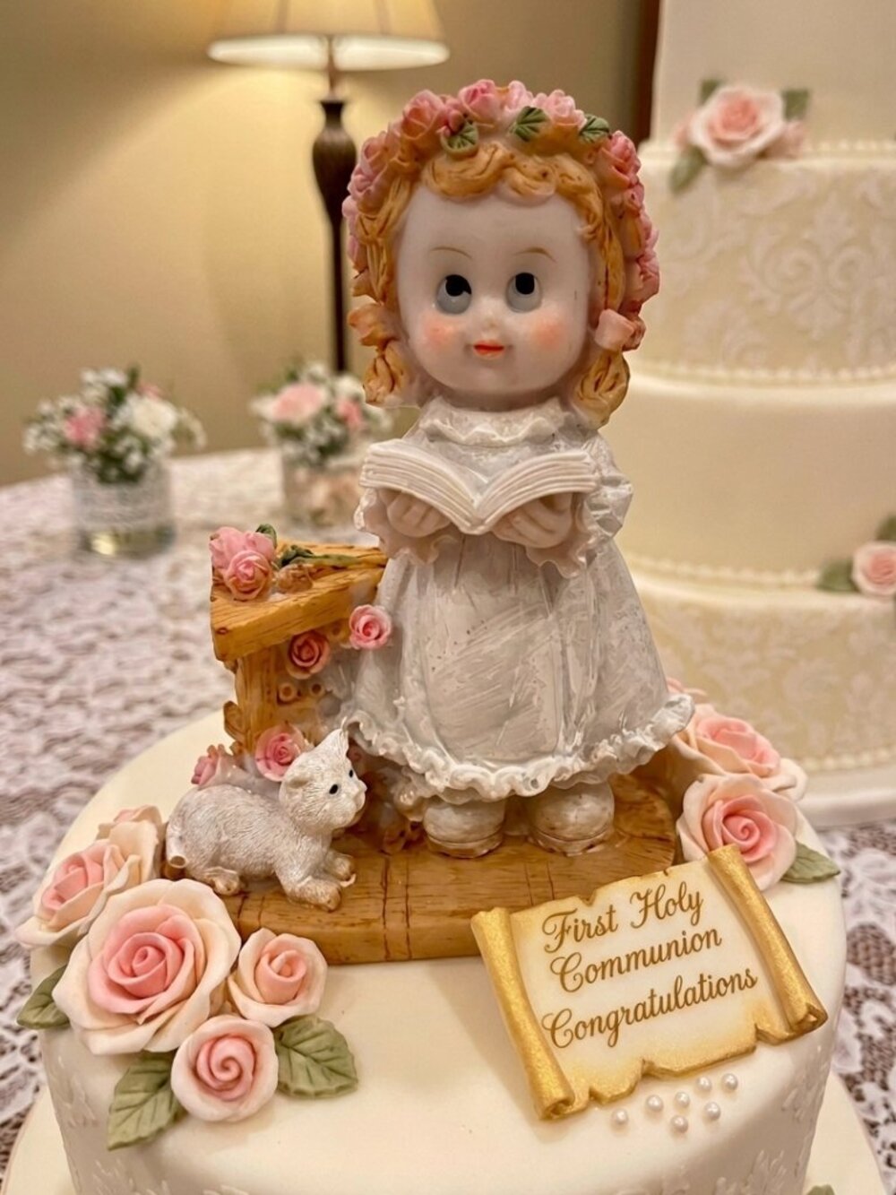 First Holy Communion Girl Figurine - 5" Resin Cake Topper & Religious Keepsake